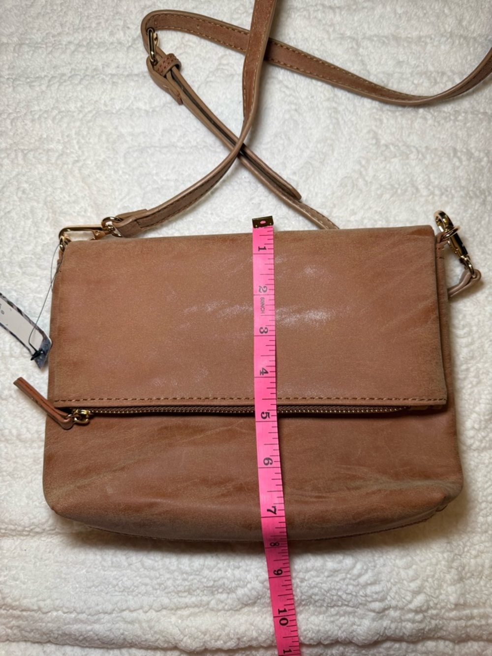 Tan Crossbody Bag with Front Zip Flap - Women’s Crossbody - Picture 5 of 12